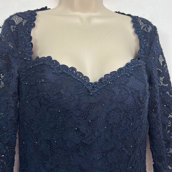 La Femme Lace and sequins formal midi dress size 8 - Picture 8 of 15